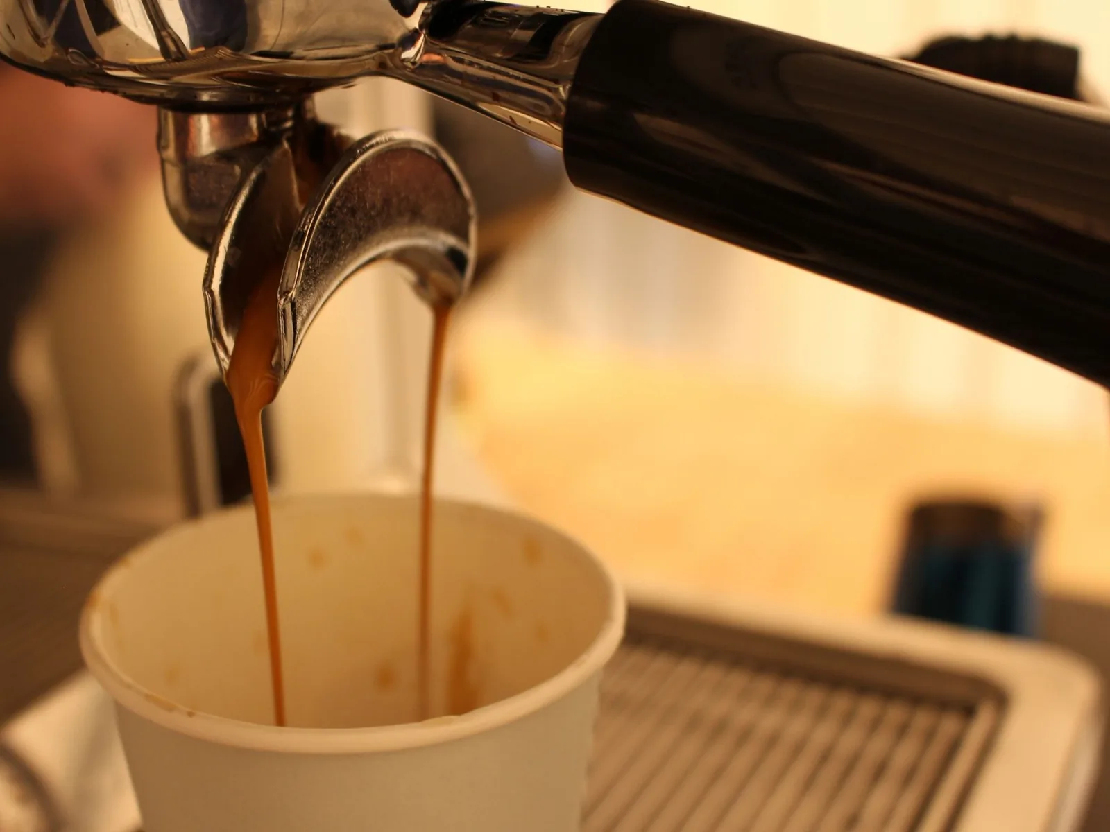 Fresh espresso being prepared for mobile coffee cart event