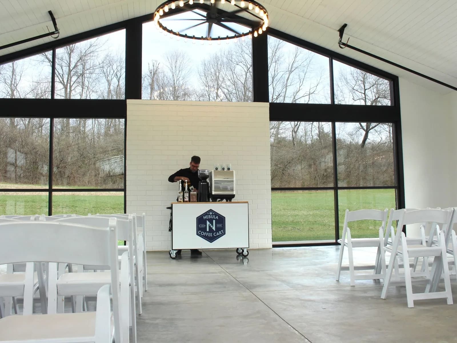 Mobile coffee catering service at wedding reception venue