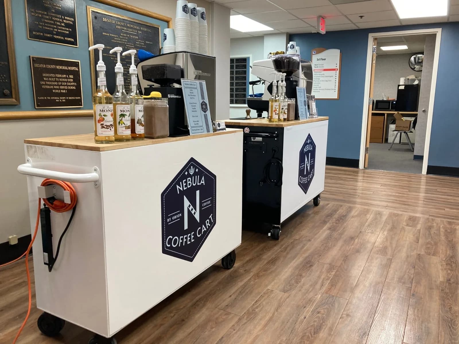 Mobile espresso cart at professional gathering