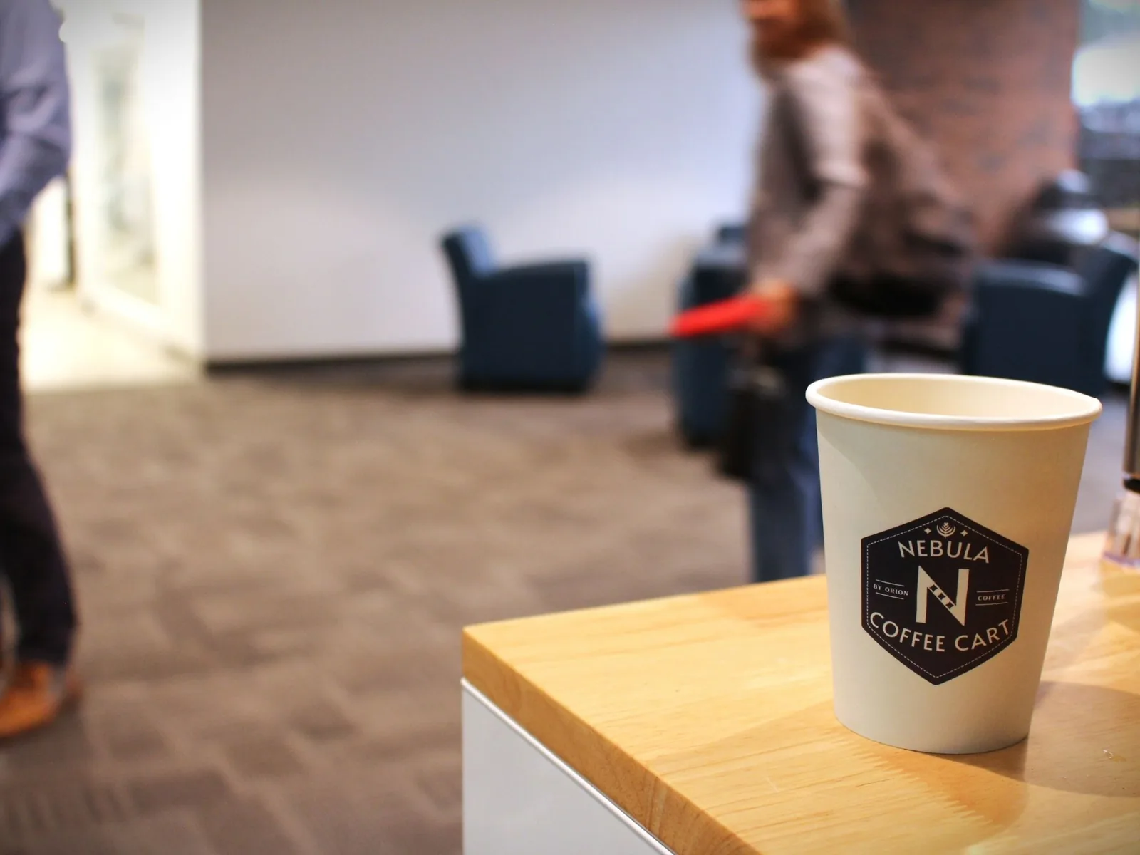 Nebula Coffee Cart branded cup at office event