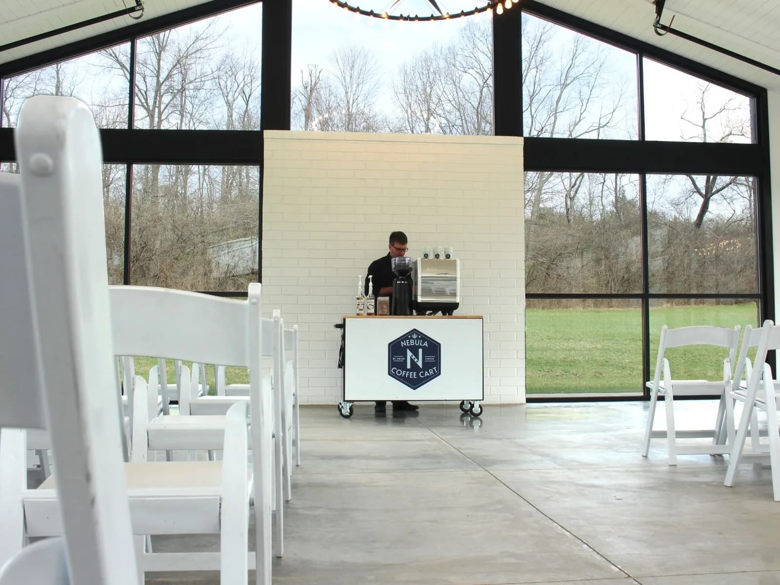 Barista preparing drinks at wedding celebration