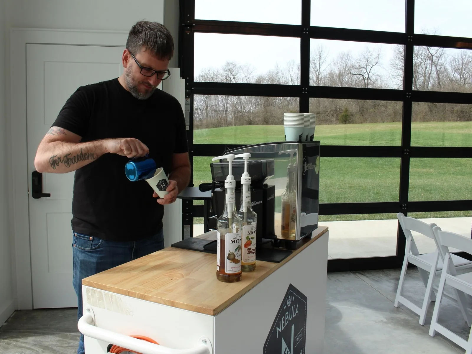 Mobile espresso service at bridal shower