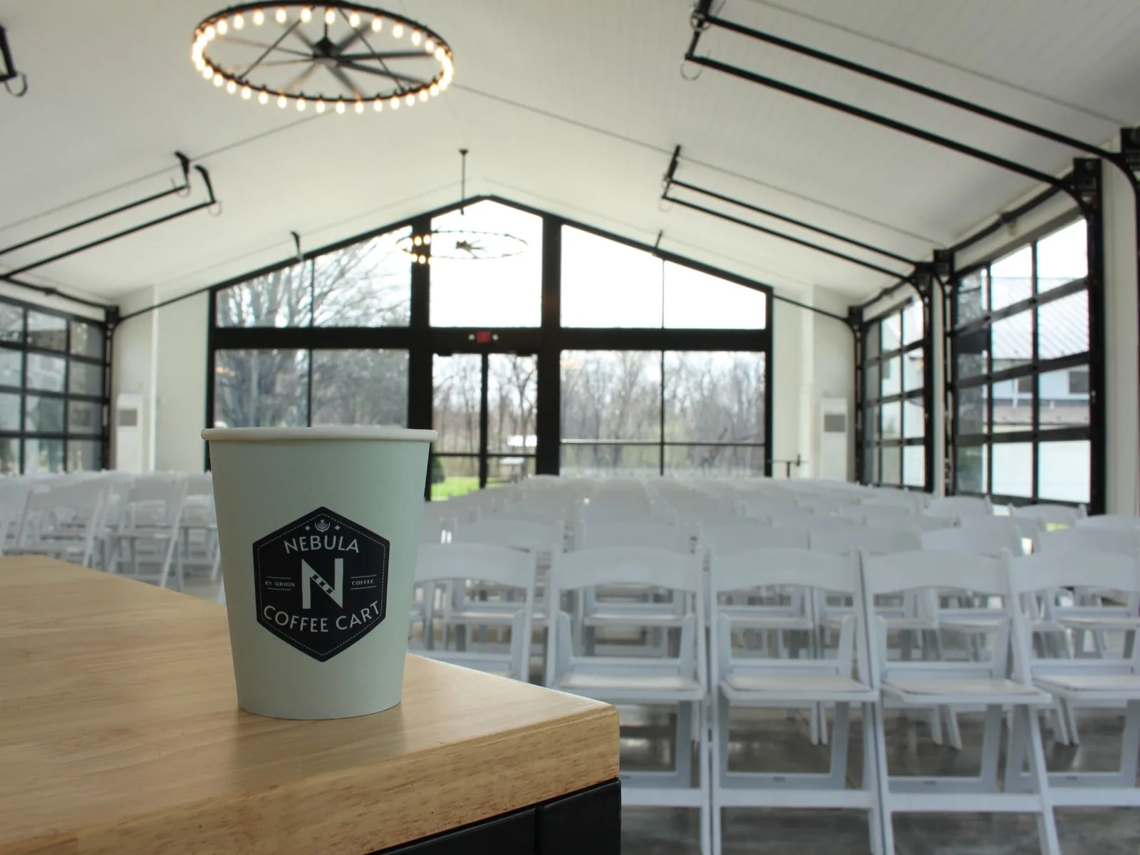 Mobile espresso bar setup for special event